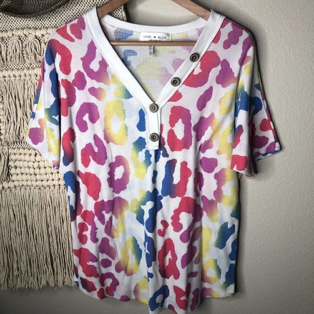 Love Kuza Rainbow Leopard Top